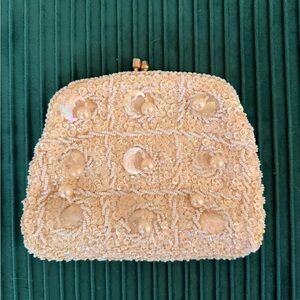 Vintage Beaded Pearl Embellished Evening Clutch